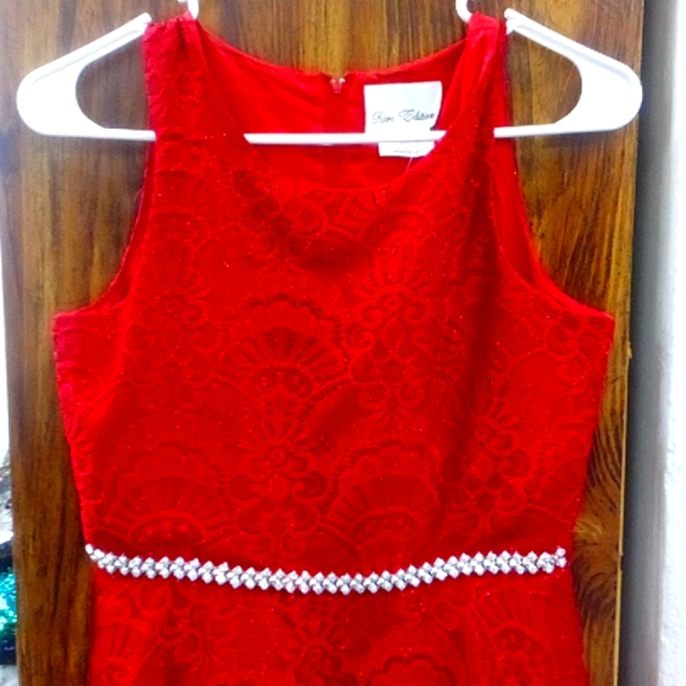 Rare Editions Red Sparkle Holiday Dress Size 16